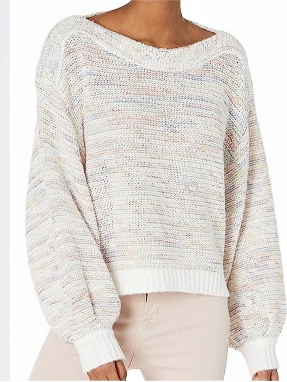 BB Dakota Multicolor Knit Balloon Sleeve Sweater